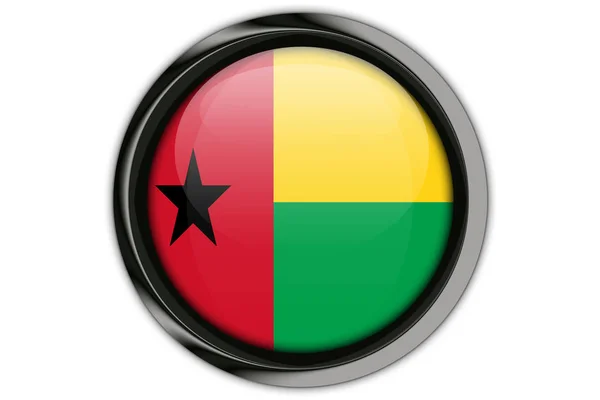 几内亚比绍国旗在按钮别针在白色背景上的分离 — 图库照片