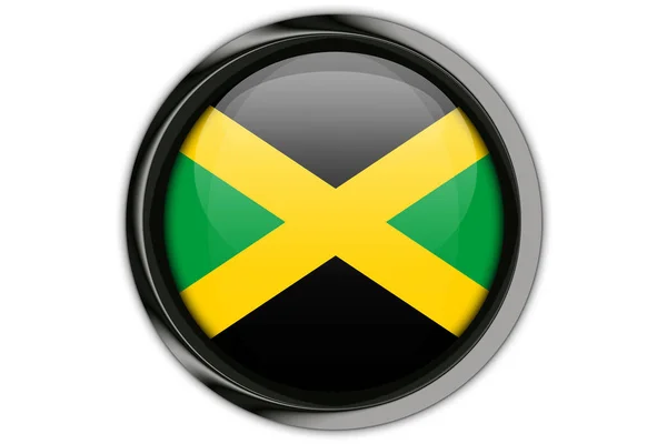 Флаг Ямайки в значке кнопки Изолированный на белом фоне — стоковое фото