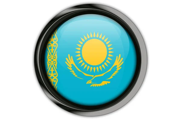 Kazakhstan flag in the button pin Isolated on White Background — Stock Photo, Image