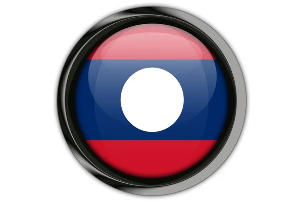 Флаг Лаоса PDR в значке кнопки Изолированный на белом фоне — стоковое фото