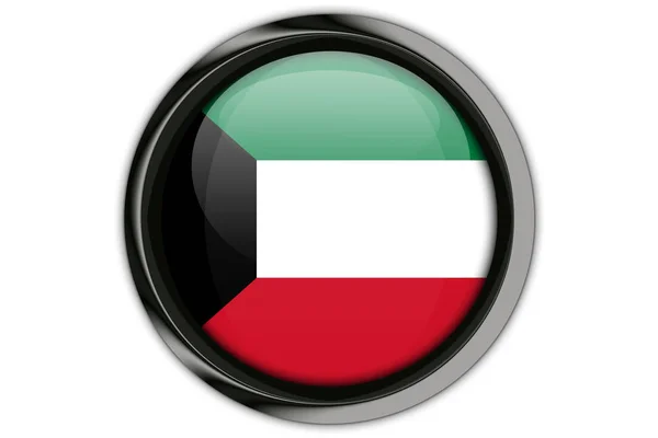 Bandiera Kuwait nel pin pulsante Isolato su sfondo bianco — Foto Stock