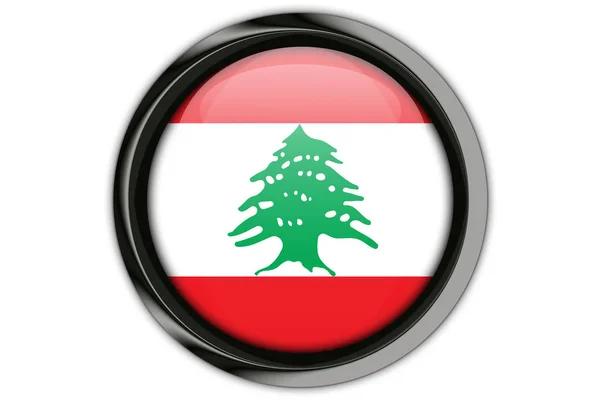 Bandeira do Líbano no pino de botão Isolado no fundo branco — Fotografia de Stock