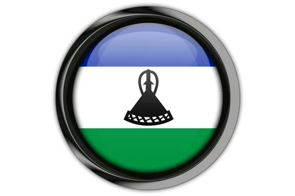 Drapeau Lesotho dans la broche bouton Isolé sur fond blanc — Photo