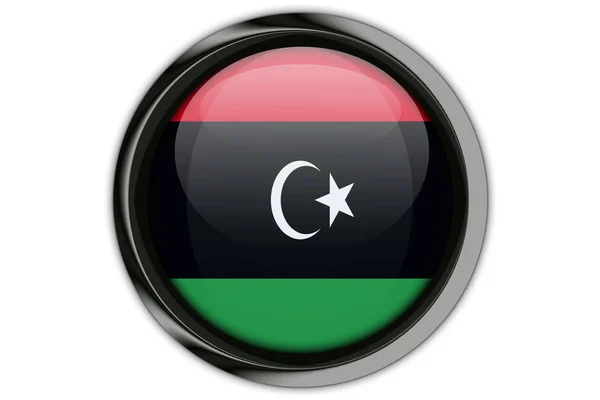 Libya flag in der Taste pin isoliert auf weißem Hintergrund — Stockfoto