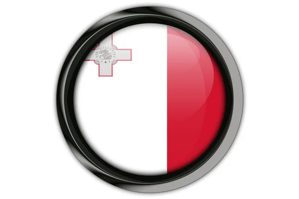 Maltas flagga i knappen pin isolerade på vit bakgrund — Stockfoto