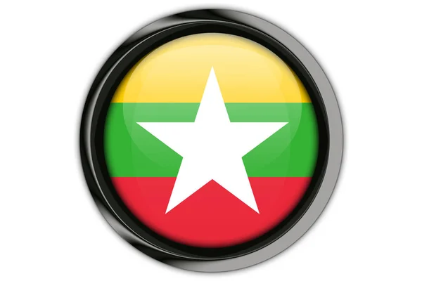 Bandera de Myanmar en el botón Aislado sobre fondo blanco — Foto de Stock