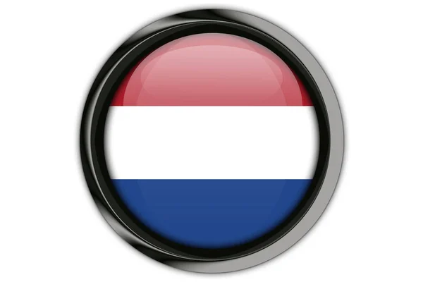 荷兰国旗在按钮别针在白色背景上的分离 — 图库照片