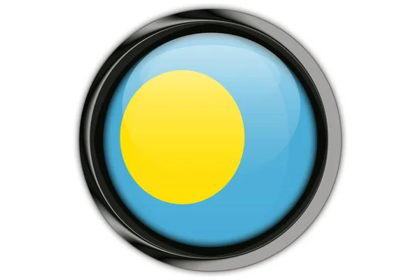 Флаг Палау в значке кнопки Изолированный на белом фоне — стоковое фото