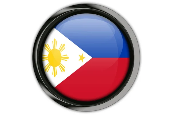 Флаг Филиппин в значке кнопки Изолированный на белом фоне — стоковое фото