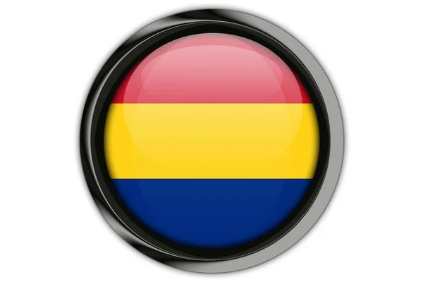 罗马尼亚国旗在按钮别针在白色背景上的分离 — 图库照片