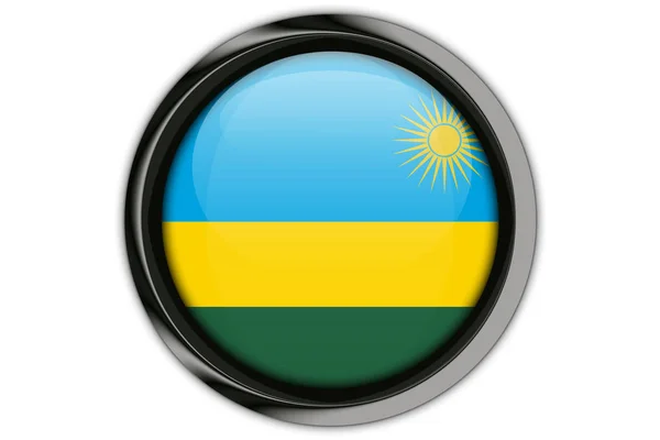 Bandiera Ruanda nel perno pulsante Isolato su sfondo bianco — Foto Stock