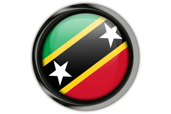Saint Kitts & Nevis zászló a gombot a pin elkülönített fehér-Ba — Stock Fotó
