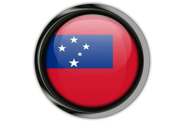 Bandera de Samoa en el botón Aislado sobre fondo blanco — Foto de Stock