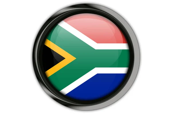 Drapeau de l'Afrique du Sud dans la broche bouton Isolé sur fond blanc — Photo