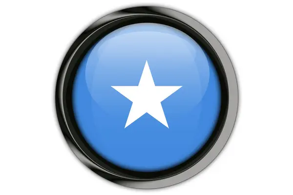 Bandeira da Somália no pino de botão Isolado no fundo branco — Fotografia de Stock