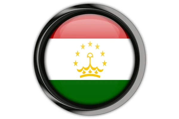 Bandiera Tagikistan nel perno pulsante Isolato su sfondo bianco — Foto Stock