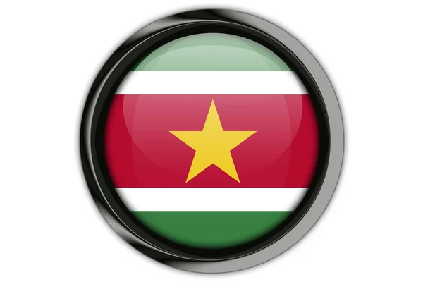 苏里南国旗在按钮别针在白色背景上的分离 — 图库照片