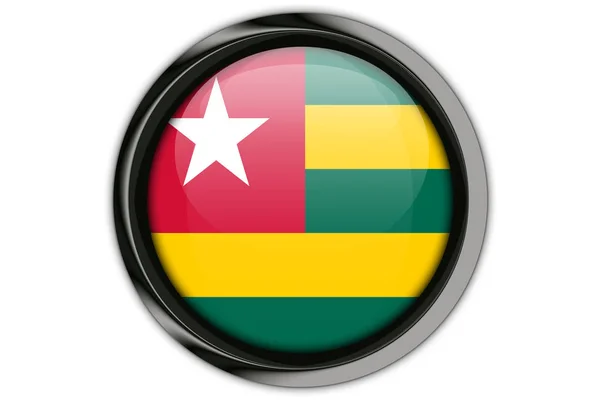 Σημαία του Τόγκο στο κουμπί Καρφίτσωμα απομονωμένη σε λευκό φόντο — Φωτογραφία Αρχείου
