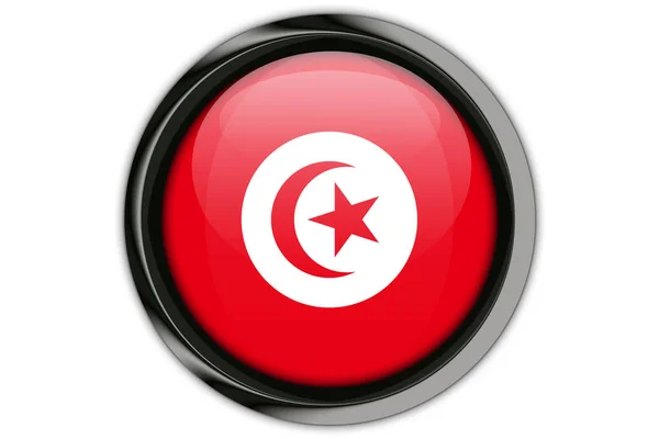 チュニジアの国旗ボタン ピン白背景に分離されました。 — ストック写真