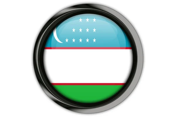 Uzbekistan flag in the button pin Isolated on White Background — Stock Photo, Image