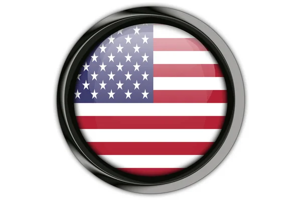 Vlajka USA v tlačítko pin izolované na bílém pozadí — Stock fotografie