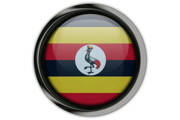 Uganda Flagge in der Taste Pin isoliert auf weißem Hintergrund — Stockfoto