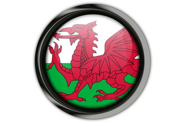 Флаг Уэльса в значке кнопки Изолированный на белом фоне — стоковое фото