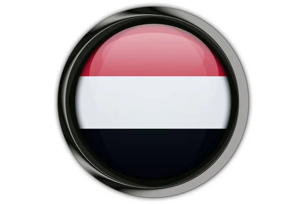 Jemen Flagge in der Taste Pin isoliert auf weißem Hintergrund — Stockfoto