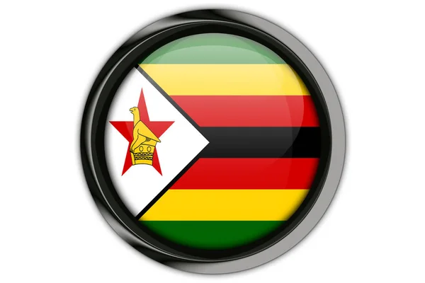 Vlajka Zimbabwe v tlačítko pin izolované na bílém pozadí — Stock fotografie