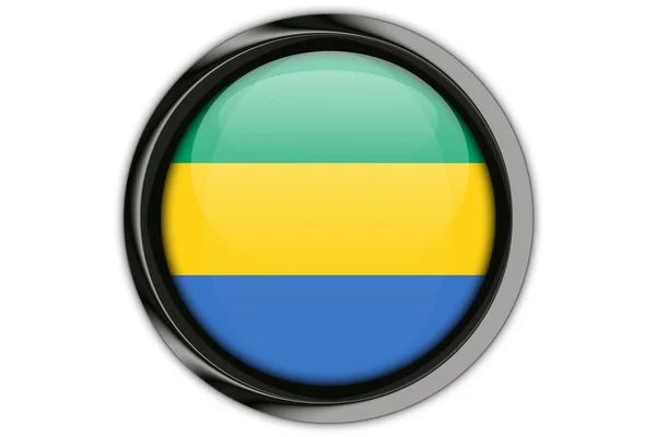 Bandiera Gabon nel perno pulsante Isolato su sfondo bianco — Foto Stock