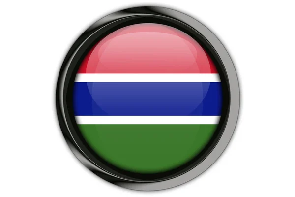 冈比亚国旗在按钮别针在白色背景上的分离 — 图库照片