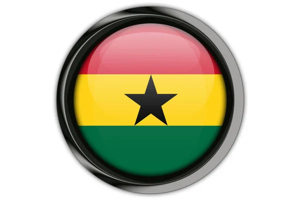 Bandeira de Gana no pino de botão Isolado no fundo branco — Fotografia de Stock