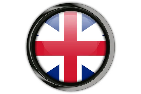 Bandera de Gran Bretaña en el botón Aislado sobre fondo blanco —  Fotos de Stock