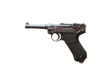 Wroclaw, Polonya - 4 Temmuz 2017: Yakın yukarı Luger P08 tabanca üzerinde ben