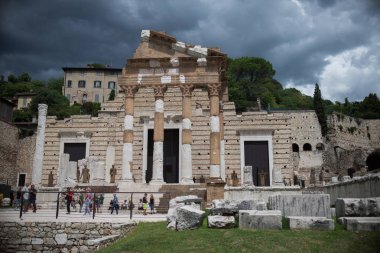 Brescia, İtalya, 11 Ağustos 2017, müze Roma kalıntıları ve S