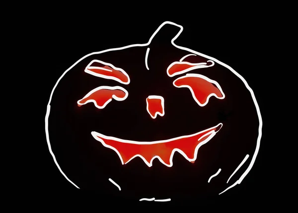 黒の背景にハロウィンのかぼちゃのイラスト — ストック写真