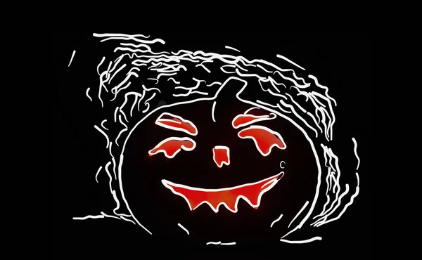 Illustrazione di zucca di Halloween sullo sfondo nero — Foto Stock