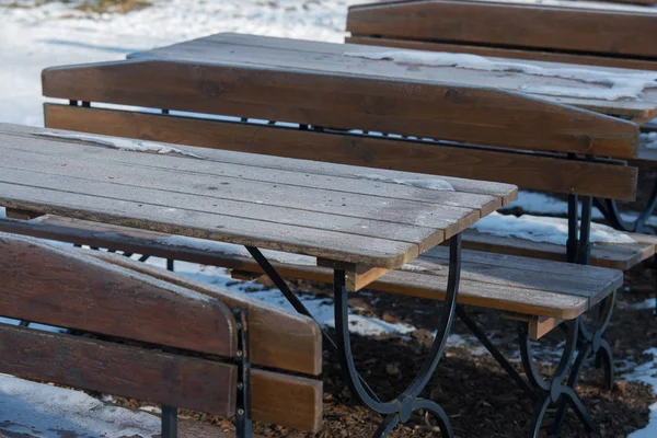 Nieve Mesa Del Restaurante Concepto Invierno — Foto de Stock