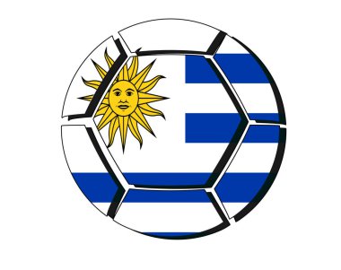 Futbol topu, 2018 Şampiyonası, beyaz backgrou Uruguay bayrağı