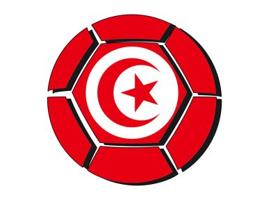 Futbol topu, 2018 Şampiyonası, beyaz backgrou Tunus bayrağı