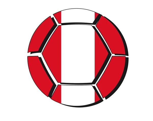 サッカー ボール、2018年選手権、白い背景にペルー国旗 — ストック写真