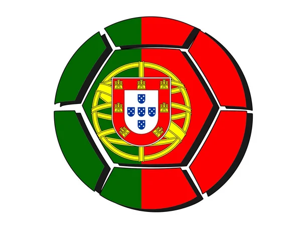 Futbol topu, 2018 Şampiyonası, beyaz backgro Portekiz bayrağı — Stok fotoğraf