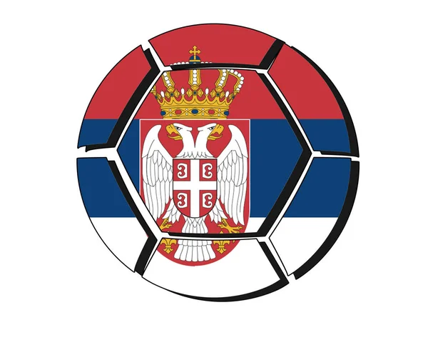 塞尔维亚旗子在橄榄球球, 2018 冠军, 白色背景 — 图库照片