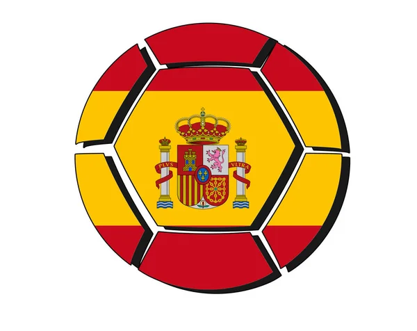 Spanien flagga på fotboll boll, 2018 Championship, vit bakgrund — Stockfoto