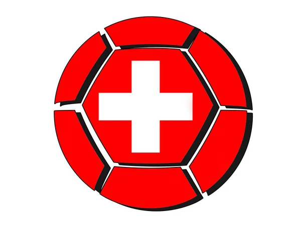 Svájc zászló futball labda, 2018-Európa-bajnokság, fehér fonákkal — Stock Fotó