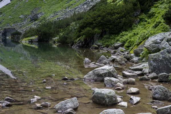 Zbliżenie na skały i wodę w Morskim Oko, Tatry, — Zdjęcie stockowe