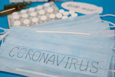 Novel coronavirus - 2019-nCoV. The inscription Coronavirus. MERS-Cov middle East respiratory syndrome coronavirus. Chinese coronavirus outbreak.