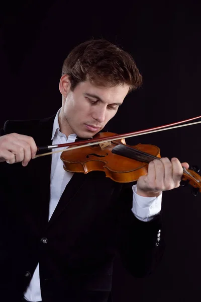 Retrato Cerca Violinista Triste Tocando Una Orquesta Sinfónica —  Fotos de Stock