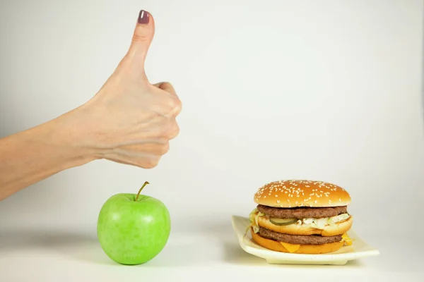 Juiste Gezonde Voeding Kiezen Ongezond Voedsel Vermijden — Stockfoto