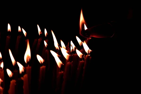Tűz Adás Szent Tűz Szent Sepulcher Templomában Jeruzsálemben — Stock Fotó